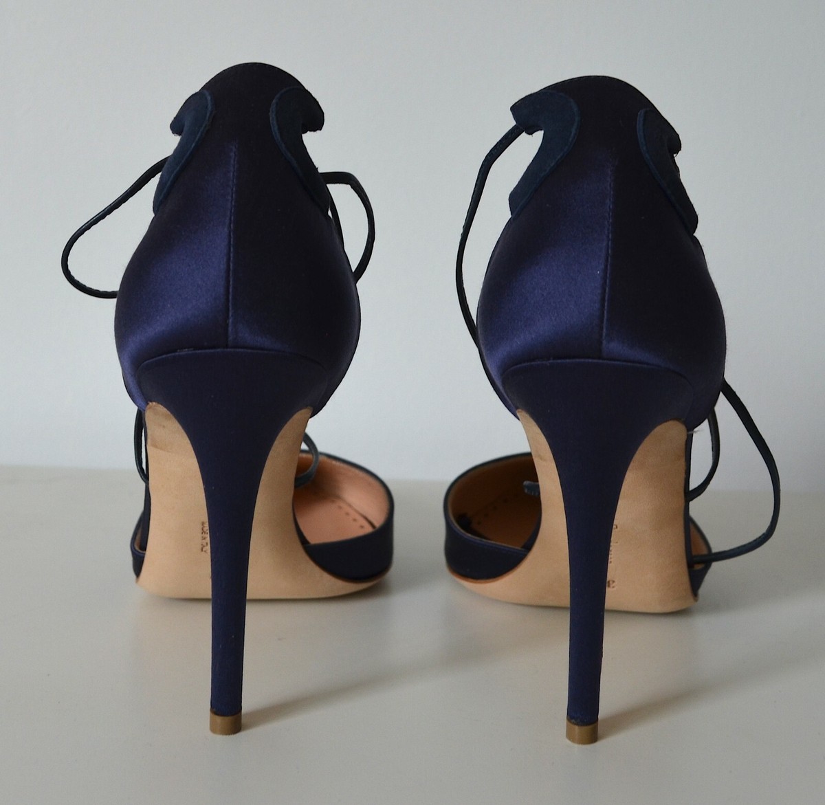 Chaussures Satin Bleu Marocain Rupert Sanderson Talons Hauts UK4/EU37 - Neuf Avec Emballage