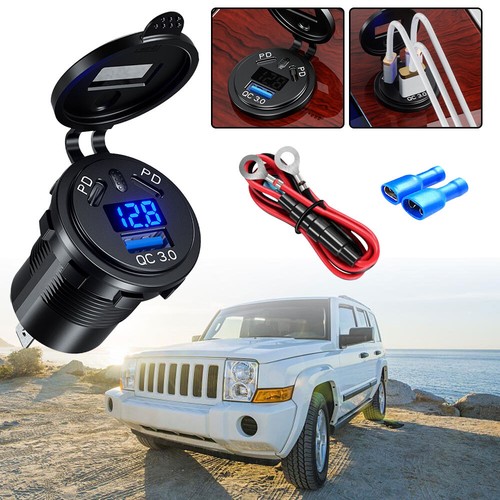 12V USB C Steckdose PD & QC 3.0 USB Einbau Buchse KFZ-Ladegerät Dose Wasserdicht - Zdjęcie 7 z 17