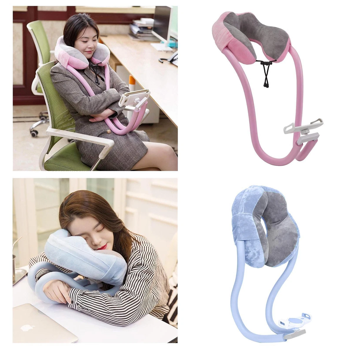 Neck Pillow Memory Foam Cushion with Flexible Phone Reading Holder