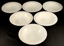 REGO White Embossed Rim Cereal Bowls * Set of 6 * Porcelain 6 1/2" EXCELLENT