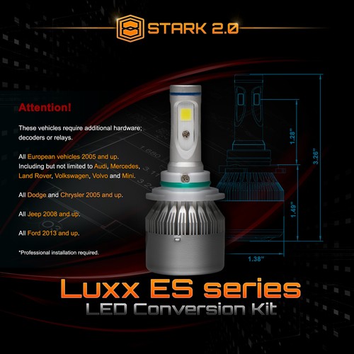 Stark LED 80W 9000LM 3-Sided Conversion Kit 6000K White - Headlight / High / Fog - Picture 15 of 23