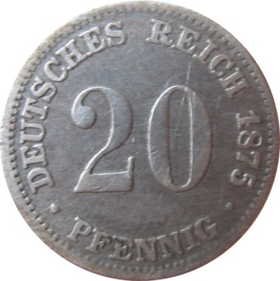 J 5  20 Pfennig Kaiserreich 1875 G in S-SS    666 045