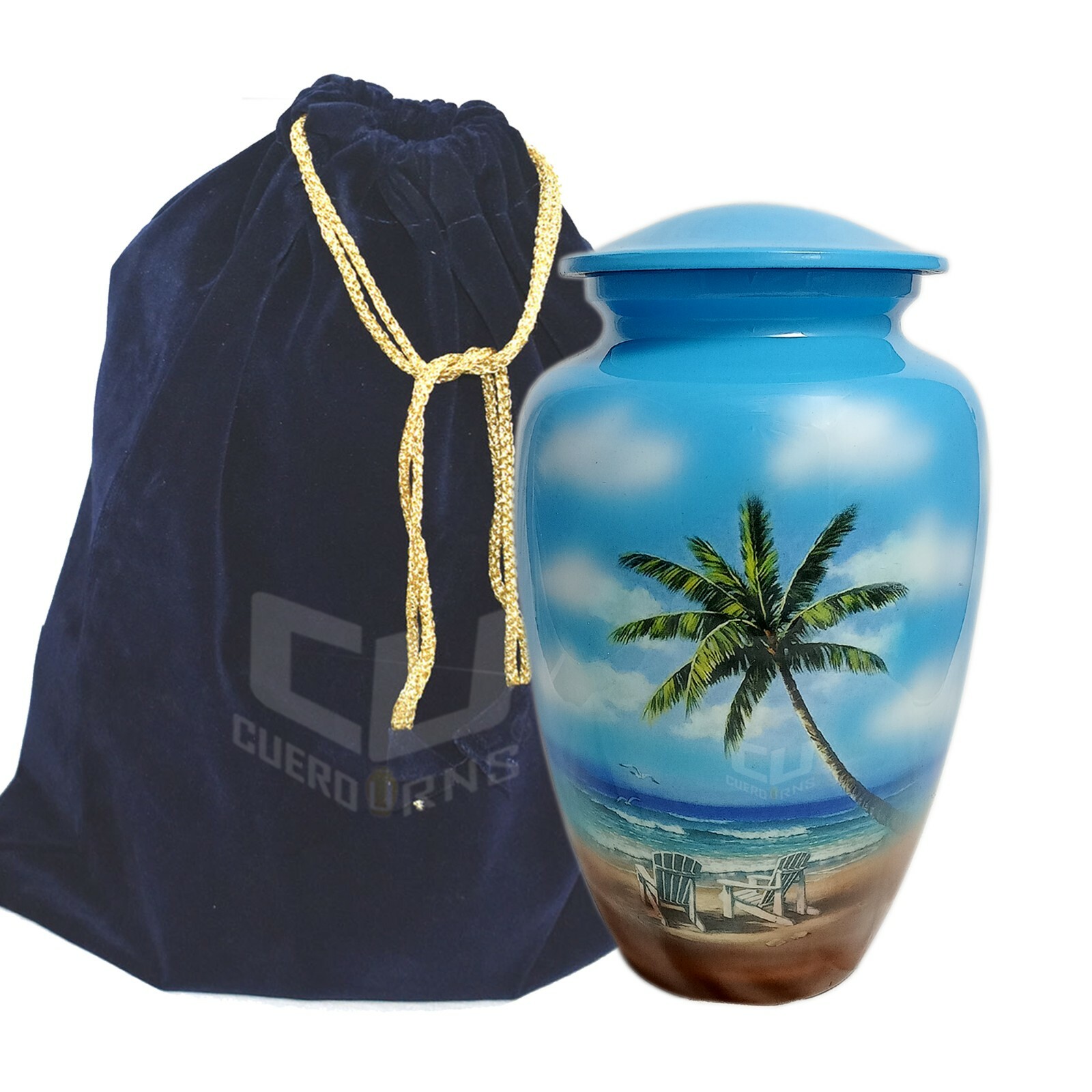 Human Large Cremation Memorial Urn Ashes Beautiful Beach Forever Velvet Bag Tania popularność