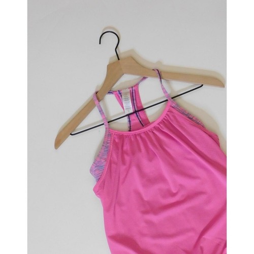 Girl’s IVIVVA by Lululemon Double Dutch Layered Pink Tank Built In Bra Size 12 - Picture 2 of 10