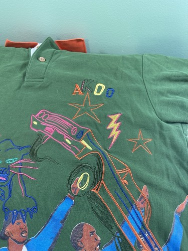 Men's Akoo Polo Shirt All Over Print City Party Sz Large Multicolor - Picture 9 of 13