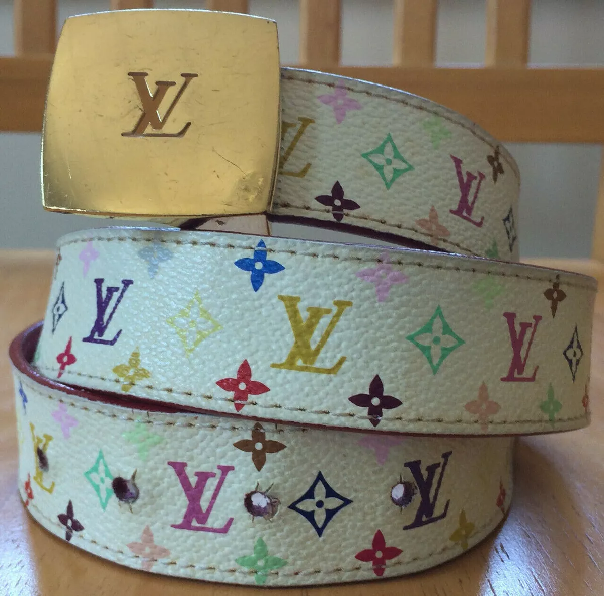 S S 2003 Louis Vuitton x Takashi Murakami Multicolor Monogram Belt Virgil LV