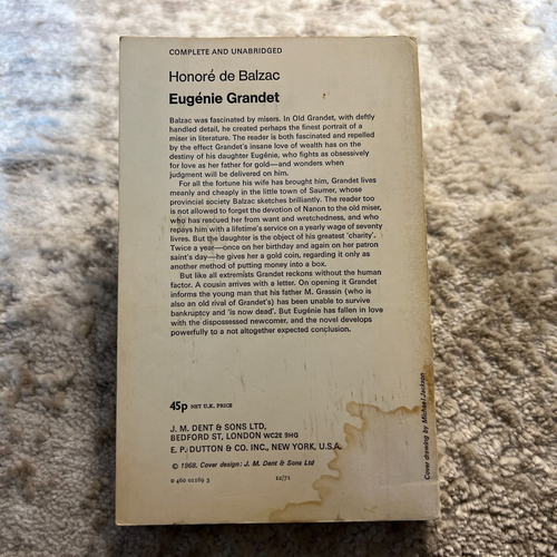 Eugenie Grandet Historical Fiction Paperback Book by Honore de Balzac 1968 - Picture 2 of 19