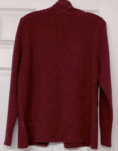 Eddie Bauer Cranberry Red Tie Front Lambswool Cashmere Cable Knit Cardigan Sz XL - Picture 4 of 4