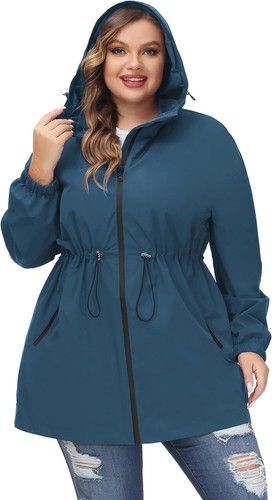 Hanna Nikole Damen Regenmantel Übergröße wasserdicht Kapuze Outdoor Windbreaker - Bild 11 von 18