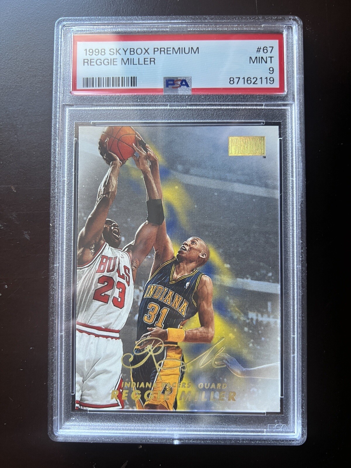 98-99 Skybox Premium Reggie Miller Michael Jordan #67 PSA 9 Pop 8 Only 2 Higher