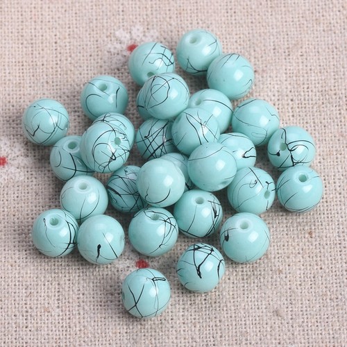 30 Stück Rund 8mm Bunt Malerei Opak Glas Lose Perlen Für die Schmuckherstellung - Bild 17 von 44