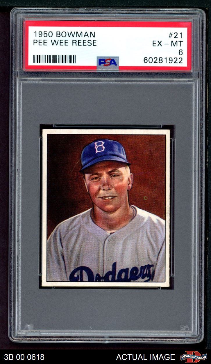 1950 Bowman #21 Pee Wee Reese Dodgers HOF PSA 6 - EX/MT