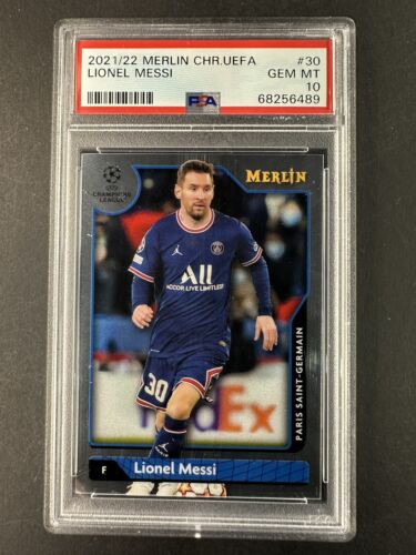 2021-22 Merlin Chrome UEFA Lionel Messi #30 PSA 10 GEM MINT - Picture 1 of 2