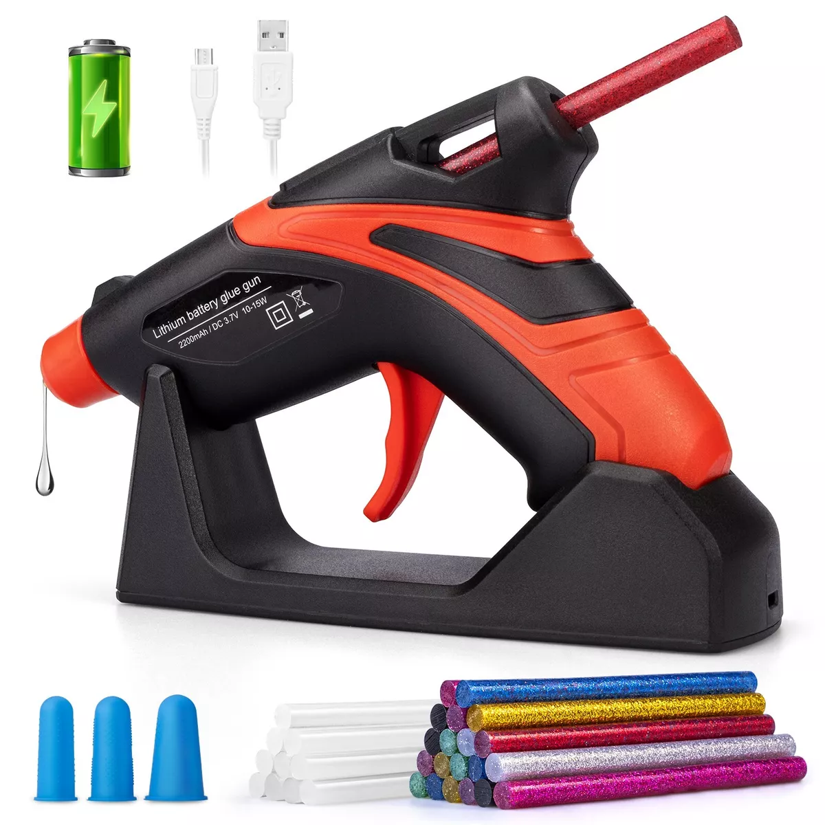 USB Cordless Hot Glue Gun with 30 Pcs Glue Sticks Sturdily Bonds Metal Wood