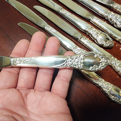 Onieda Ltd Silversmiths Ballad Country Lane Rose Flatware 8 Knife Knives Lot  - Picture 7 of 8