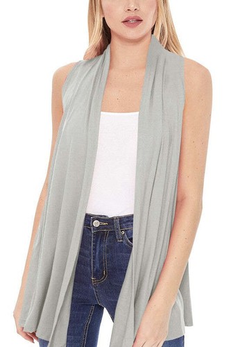 Solid, long body open front vest in a loose fit - Picture 7 of 37