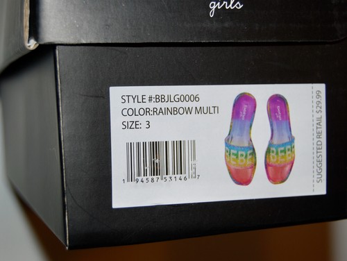 NWB bebe girls Girls Rainbow Multicolor Jelly Pool Slide Sandals sz 13 1 2 3 4 - Picture 14 of 15