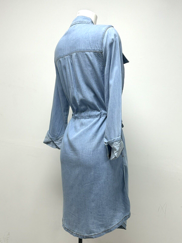 Ex New Look Lightweight Denim Drawstring Mini Shirt Dress With Pockets Size 8-20 - Picture 17 of 24