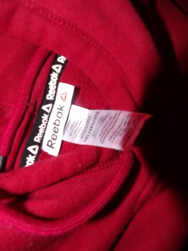 Reebok Mens Hoodie Sweatshirt Size XL Burgundy \ Maroon Pullover Large Logo - Picture 2 of 2