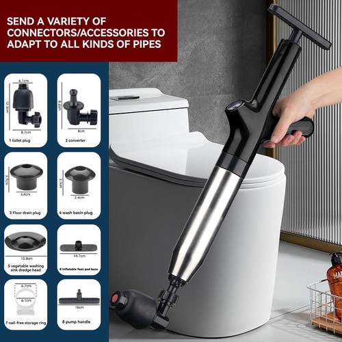 High Pressure Swift Toilet Plunger Air Drain Blaster Home Toilet Clog Remover { - Picture 10 of 16
