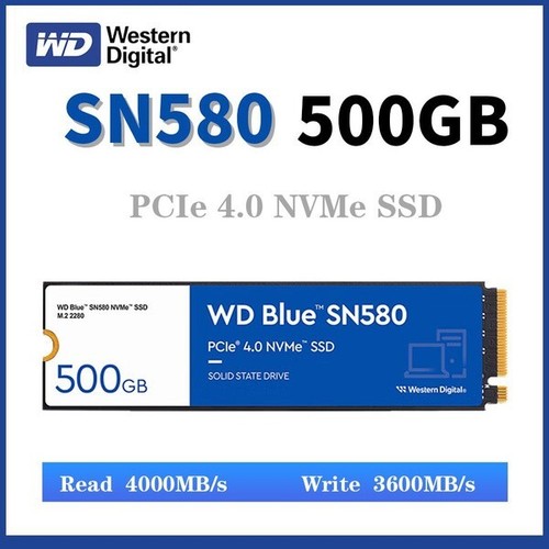 WD BLUE 500GB SN570/ WD SN580 NVME SSD INTERNAL PCIe M2 2280 3500MB/S for Laptop - Picture 1 of 8
