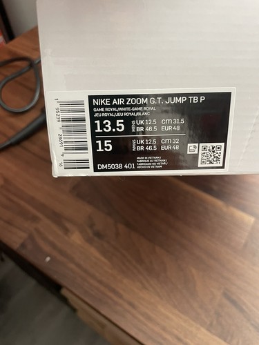 Nike Air Zoom G.T. Jump TB P Men's Size 13.5 Game Royal White DM5038-401 no lid - Picture 6 of 6