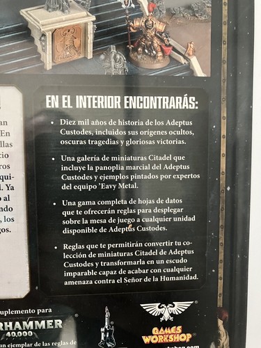 Warhammer 40.000 Codex Adeptus Custodes (auf Spanisch). Neu & versiegelt - Bild 4 von 4
