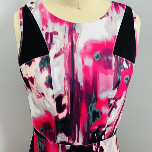 XOXO Dress Womens Medium Bodycon Sleeveless Splash Design Black Pink White NWOT - Picture 2 of 12