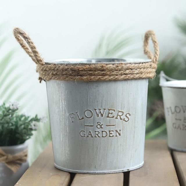 1:12 Scale Large Galvanized Style Metal Bucket Pail Tumdee Dolls House Garden