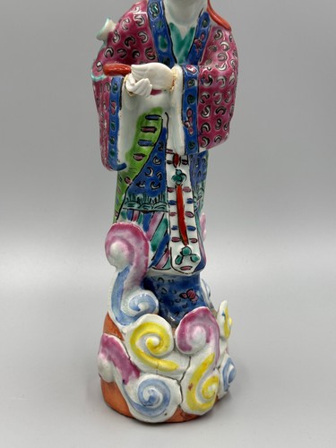 Antique Early 20th c. Chinese Famille Rose Porcelain Woman Figurine 10” Tall - Picture 3 of 10