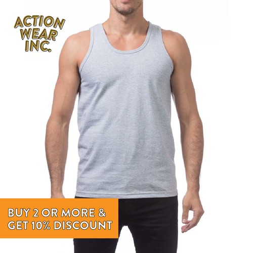 12 PACK PROCLUB PRO CLUB MENS PLAIN TANK TOP CASUAL SLEEVELESS COTTON MUSCLE TEE - Picture 6 of 19