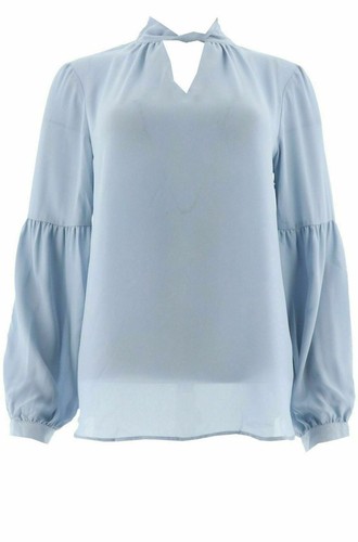 Laurie Filz gewebtes Top mit Schlüsselloch Detail Chambray Medium - Bild 3 von 4