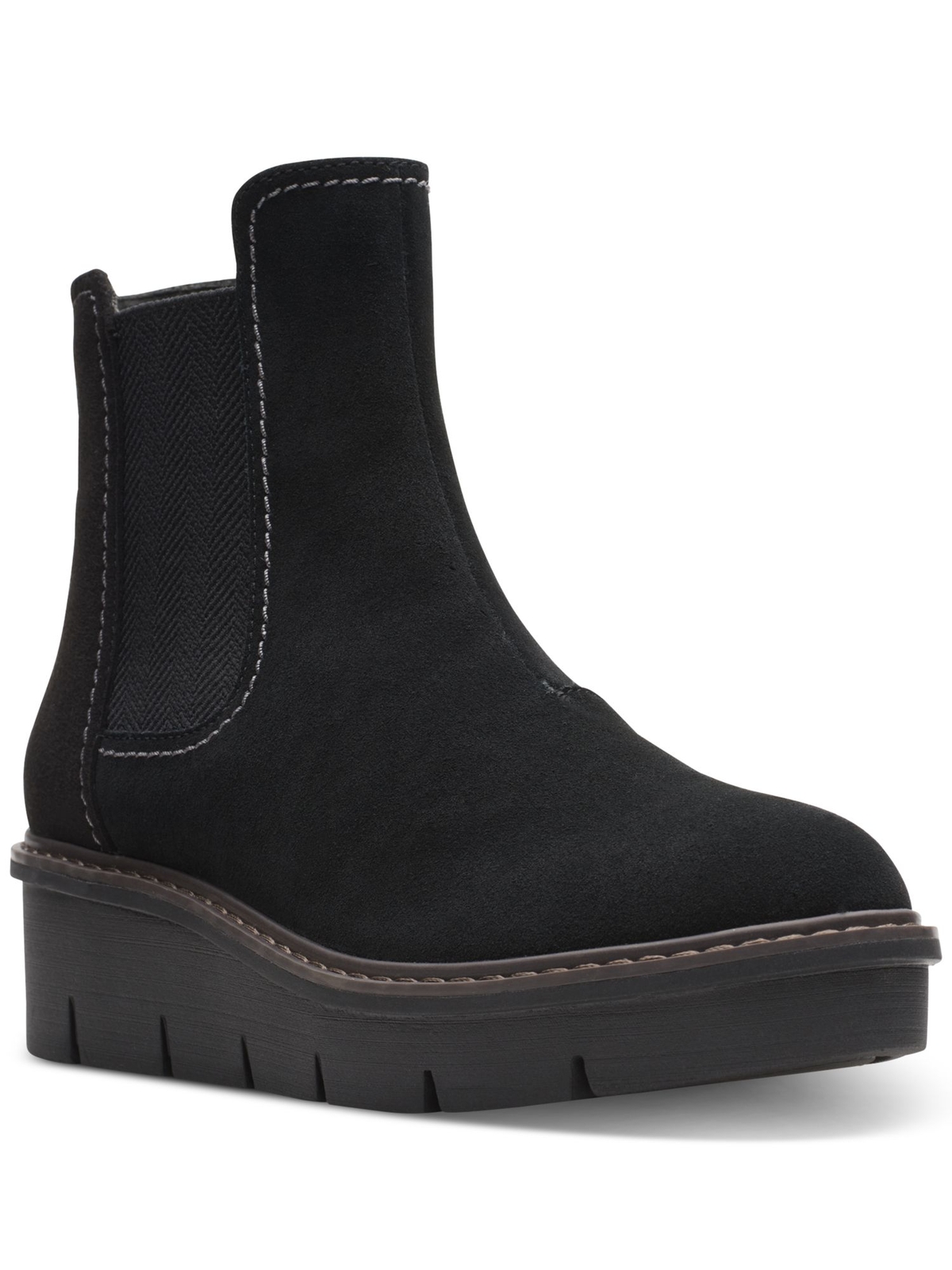 CLARKS COLLECTION Женская черная кожаная обувь Chelsea на танкетке с круглым носком Airabell 8 W