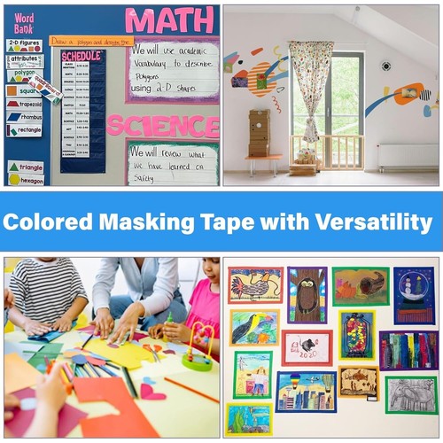 Painters Tape Masking Paint Premium Multi Colored (6-Pack, 0.6" x 13 Yard) Craft - Picture 7 of 7