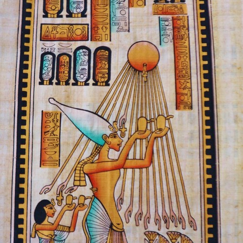 Collection Set of 5 Large Signed Egyptian Papyrus Museum Art Paintings_25"X14" - Picture 19 of 21