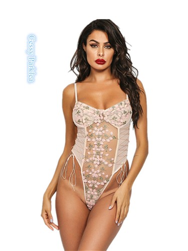 SD104 Women's Sheer Lace Bodysuit Teddy One Piece See-Through Lingerie Size 6-16 - Picture 6 of 13