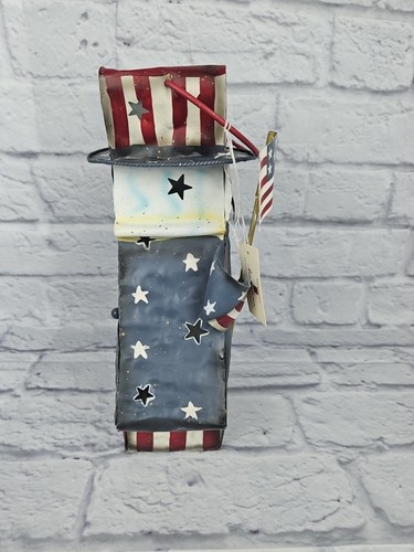 Home Interiors Patriotic Uncle Sam Tin Lantern Votive Candle Holder 4th of July - Picture 6 of 12