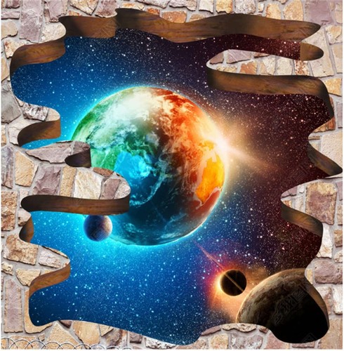 Planet Lights Dots 3D Floor Mural Photo Flooring Wallpaper Home Print Decoration - Picture 2 of 9