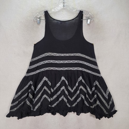 Intimately Free People Black Tiny Polka Dot Lace Trapeze Womens Dress Size XS - Foto 12 di 16
