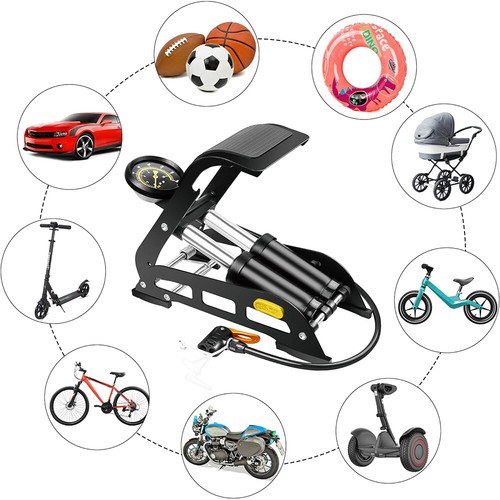 Double Barrel Bike Floor Foot Pump Portable Air Pump Inflator 160PSI - Picture 12 of 13