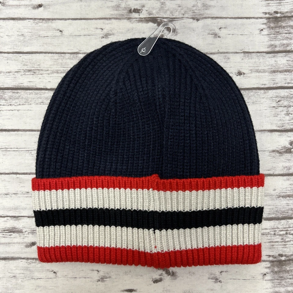 ОХОТНИК в полоску ребристый логотип Beanie шляпа взрослых один размер синий красный новый - Изображение 2 из 4