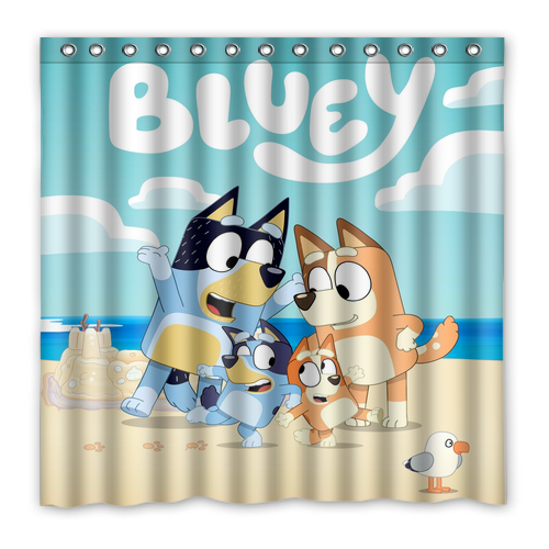 Bluey Waterproof Polyester Shower Curtain Decor with Hooks - Bild 8 von 31