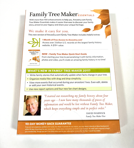 Family Tree Maker Essentials Software Ancestry 2011 New SEALED Windows - Picture 3 of 6