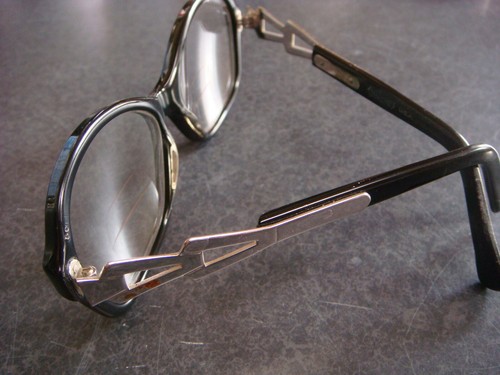 VINTAGE 1950'S MARINE BLACK GLASSES WITH BI-FOCAL GLASS LENSES SILVER/BLACK - Picture 2 of 10