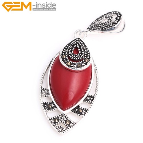 Silver Olive Marcasite Stones Beads Women Jewelry Pendant Necklace Making Gift - Picture 18 of 36