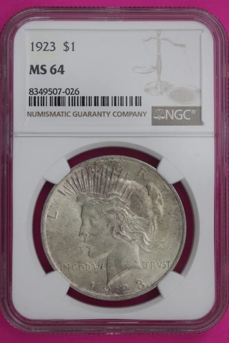 1923 P MS 64 Liberty Peace Silver Dollar NGC Certified Graded Authentic Coin 803