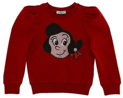 Monnalisa sweatshirt with Olivia rhinestone print, red, size 128 -40%