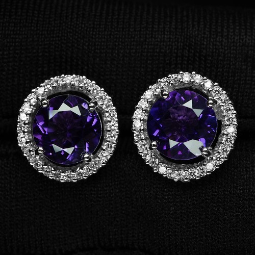 Pristine Indigo Violet Amethyst 3.60Ct 925 Sterling Silver Handmade Earrings