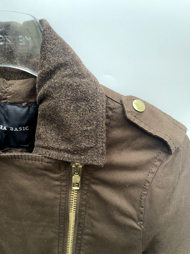 Zara Brown Parka Coat With Collar Size M Ref 5854 223 - Picture 7 of 12