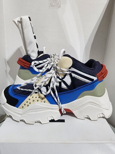Kenzo Inka Chunky Low Top Blue White Sneakers Size 39 - Picture 2 of 15